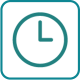 Line icon of a clock at its center.